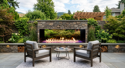 Empire Carol Rose Coastal 72" Stainless Steel Manual Control, Propane Gas Outdoor Linear See Through Fireplace