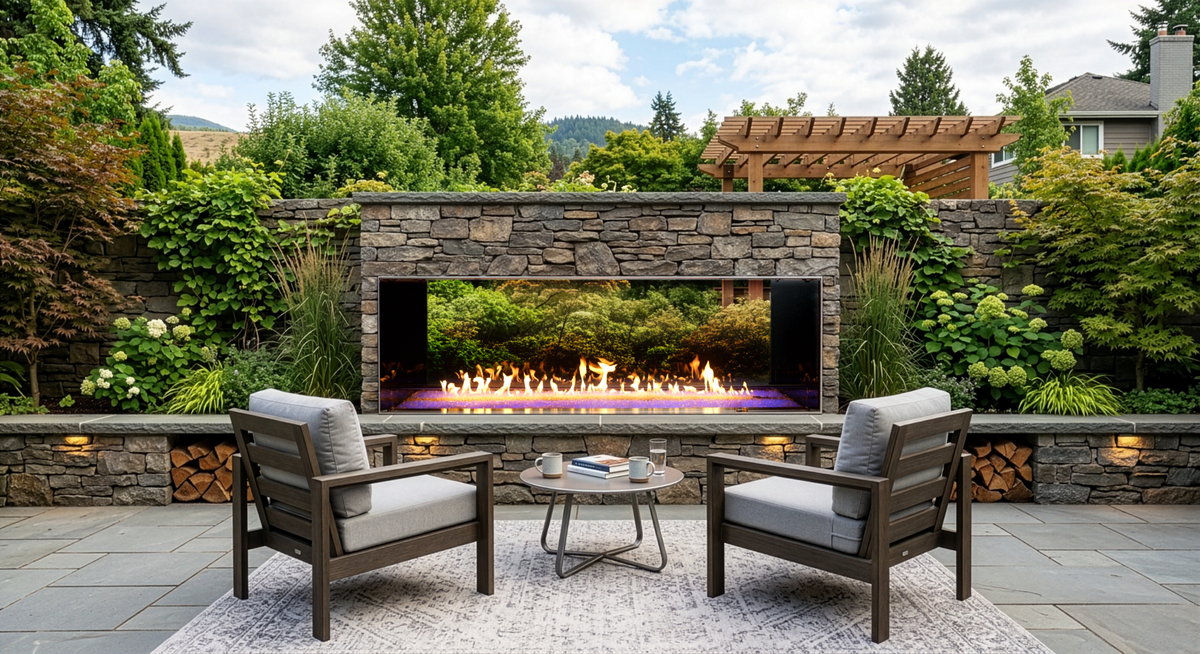 Empire Carol Rose Coastal 72" Stainless Steel Manual Control, Propane Gas Outdoor Linear See Through Fireplace