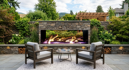 Empire Carol Rose Coastal 72" Stainless Steel Manual Control, Propane Gas Outdoor Linear See Through Fireplace