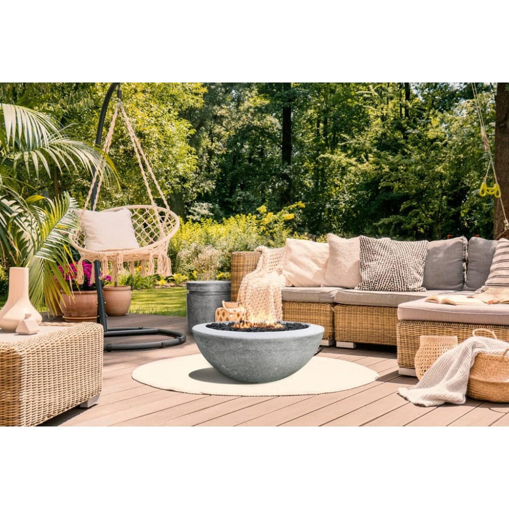 Prism Hardscapes 29" Pewter Moderno 2 Round Concrete Propane Fire Pit Bowl