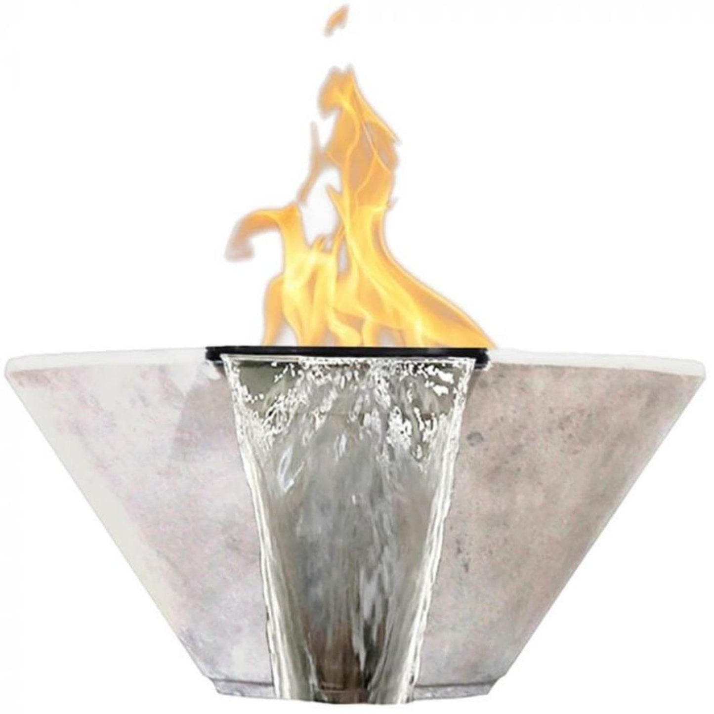 Prism Hardscapes Verona 32" Ultra White Round Natural Gas Fire Pit & Water Bowl