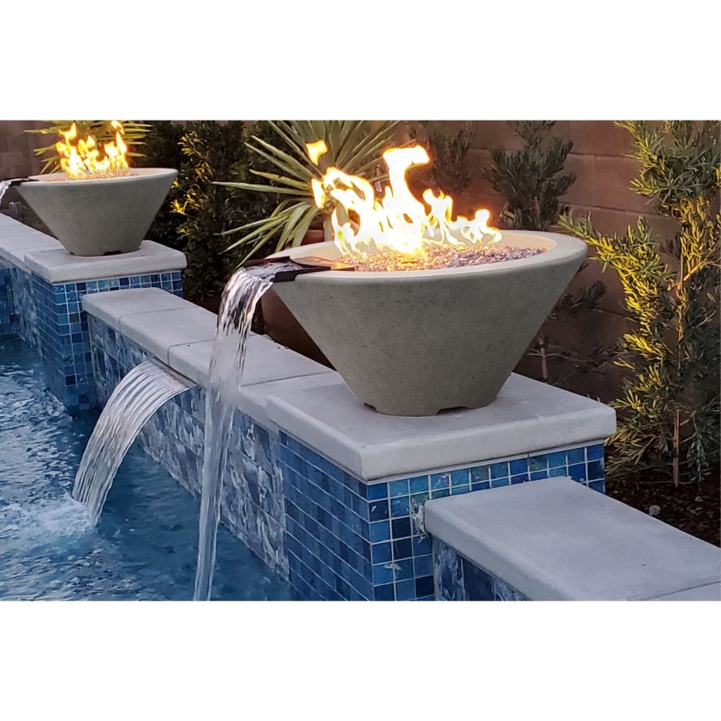 Prism Hardscapes 32" Verona Round Concrete Gas Fire Pit & Water Bowl