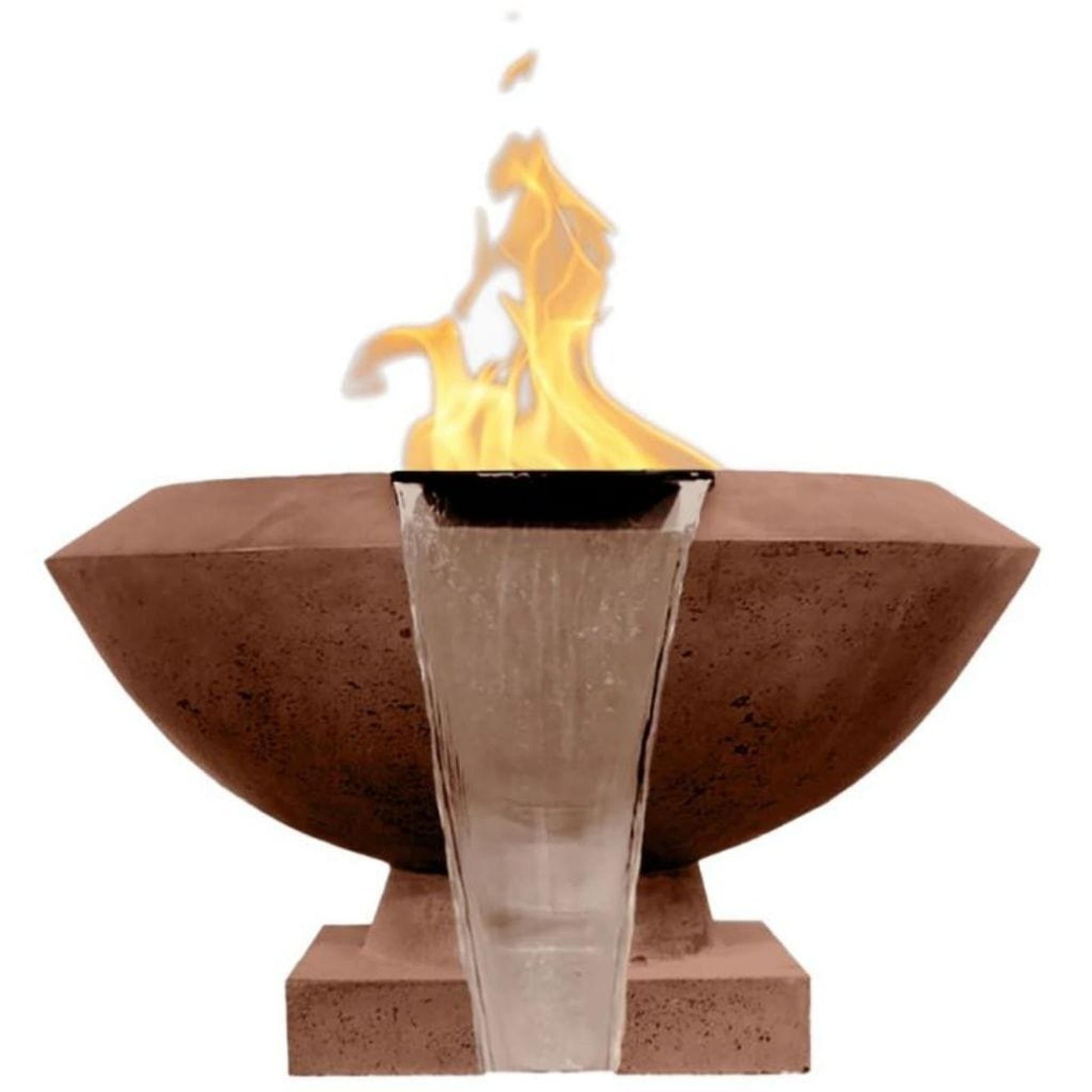 Prism Hardscapes Toscano 33" Café Round Glass Fiber Reinforced Cement Liquid Propane Fire Pit & Water Bowl