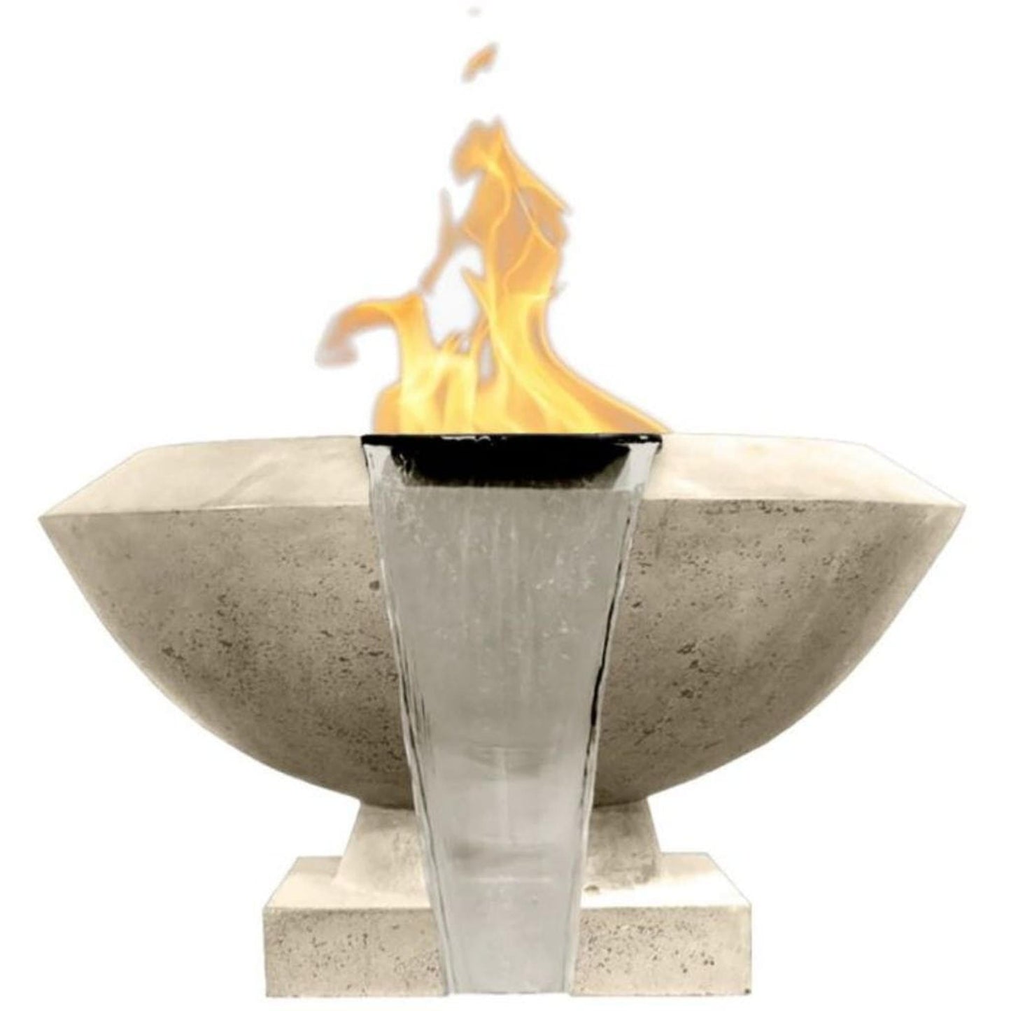Prism Hardscapes Toscano 33" Coastal Round Glass Fiber Reinforced Cement Liquid Propane Fire Pit & Water Bowl