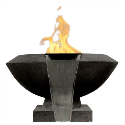 Prism Hardscapes Toscano 33" Ebony Round Glass Fiber Reinforced Cement Liquid Propane Fire Pit & Water Bowl
