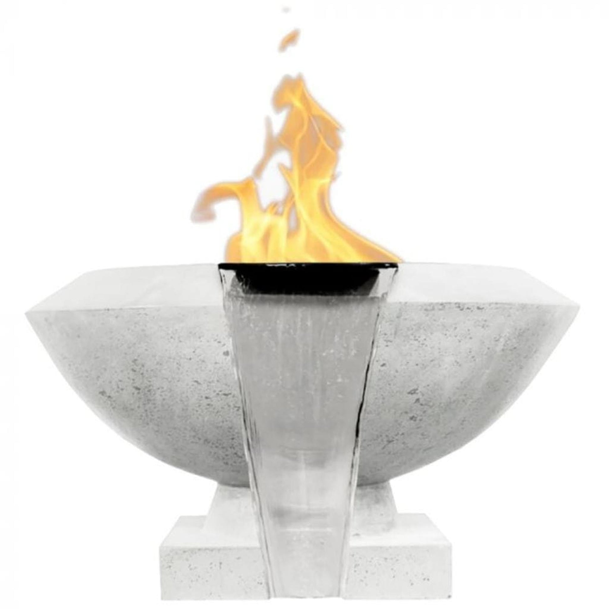 Prism Hardscapes Toscano 33" Ultra White Round Glass Fiber Reinforced Cement Liquid Propane Fire Pit & Water Bowl