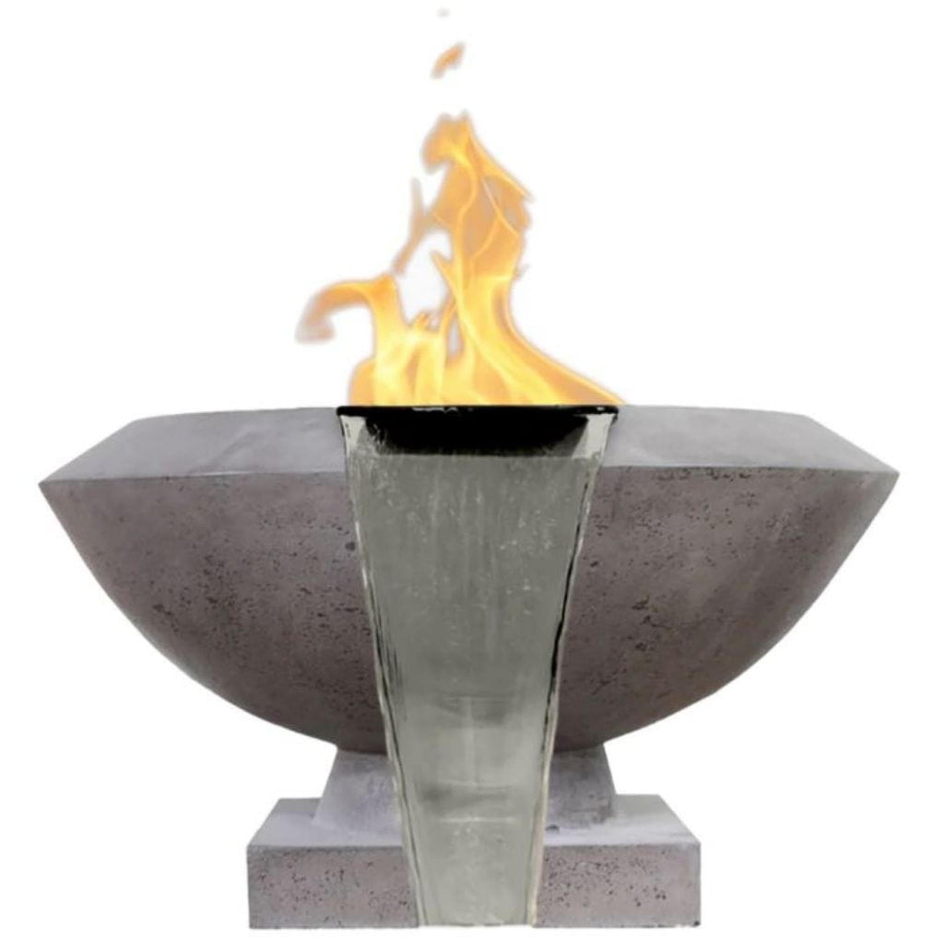 Prism Hardscapes Toscano 33" Pewter Round Glass Fiber Reinforced Cement Liquid Propane Fire Pit & Water Bowl
