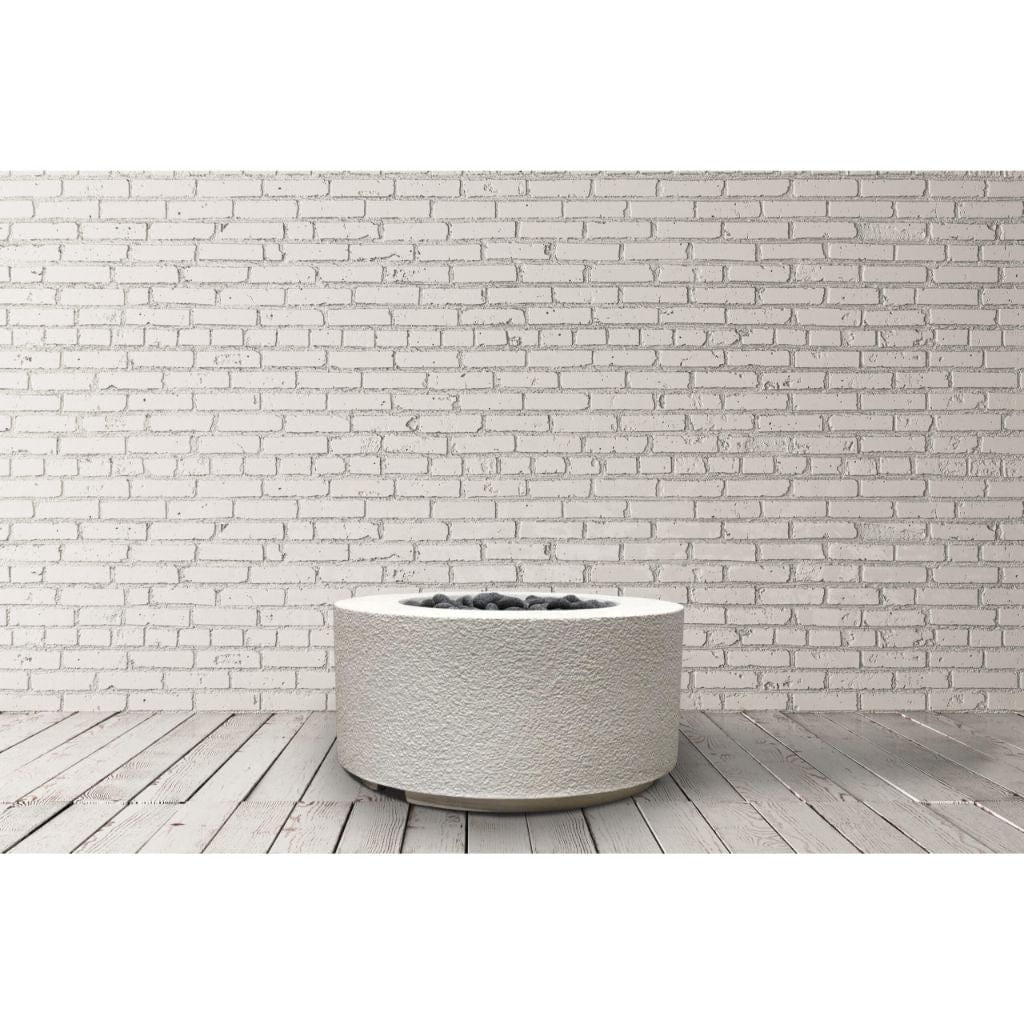 Prism Hardscapes Tuscany Cilindro 36" Ultra White Round Glass Fiber Reinforced Cement Liquid Propane Fire Pit Bowl