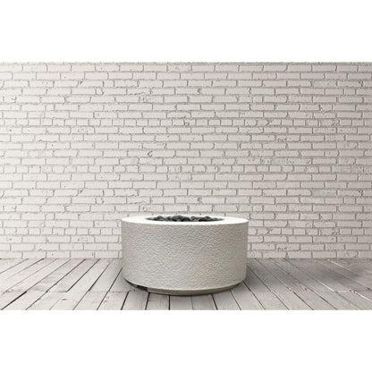 Prism Hardscapes Tuscany Cilindro 36" Ultra White Round Glass Fiber Reinforced Cement Liquid Propane Fire Pit Bowl