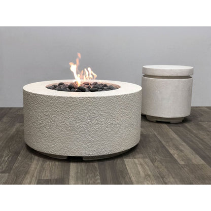 Prism Hardscapes Tuscany Cilindro 36" Ultra White Round Glass Fiber Reinforced Cement Liquid Propane Fire Pit Bowl