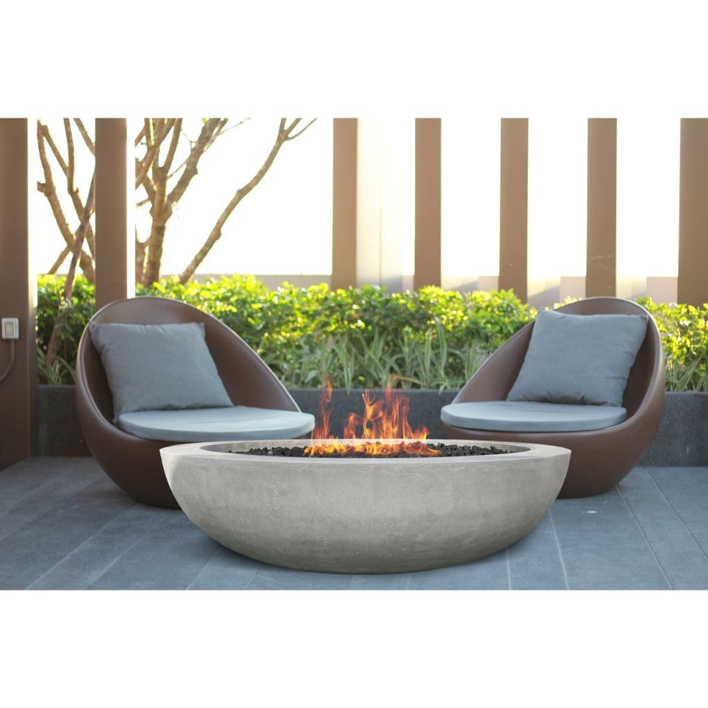 Prism Hardscapes 70" Ultra White Moderno 70 Round Electronic Ignition Concrete Propane Fire Pit Bowl