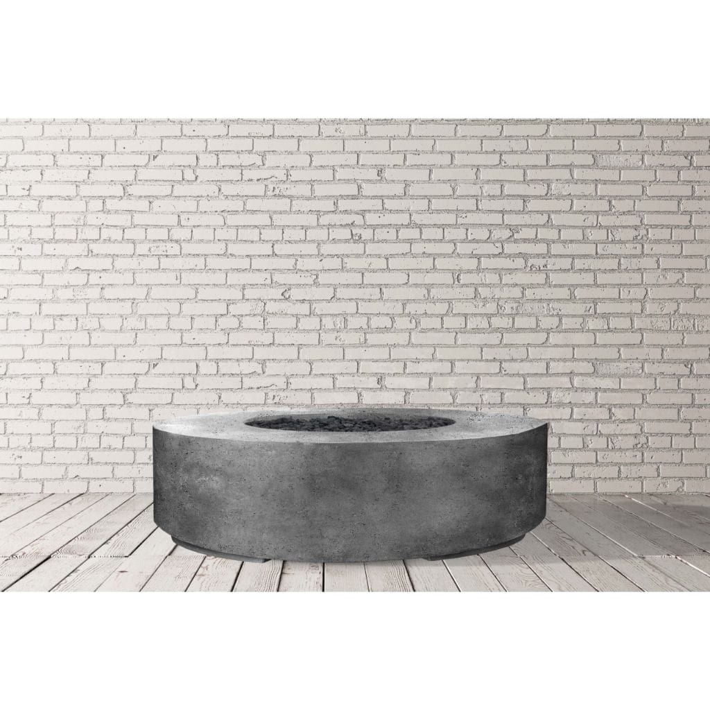 Prism Hardscapes 80" Ultra White Rotondo 80 Round Electronic Ignition Concrete Propane Fire Pit Bowl