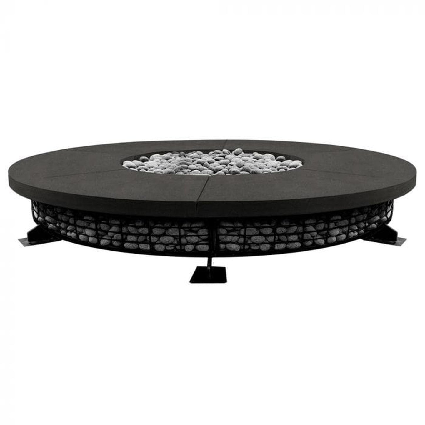 Prism Hardscapes Fuego 89" Ebony Round Concrete Natural Gas Fire Pit Table