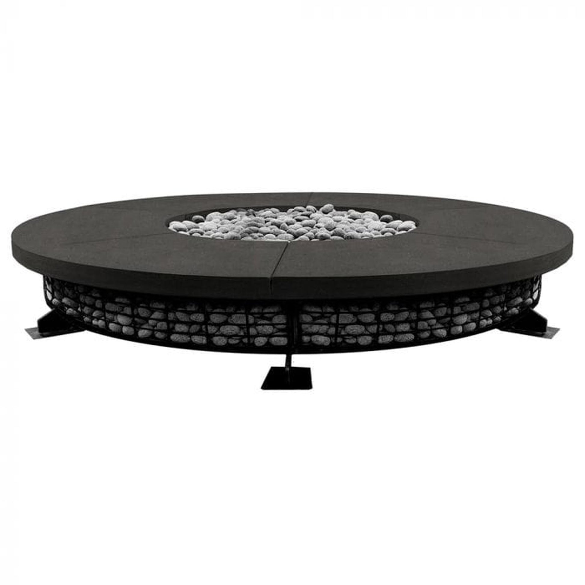 Prism Hardscapes Fuego 89" Ebony Round Concrete Natural Gas Fire Pit Table