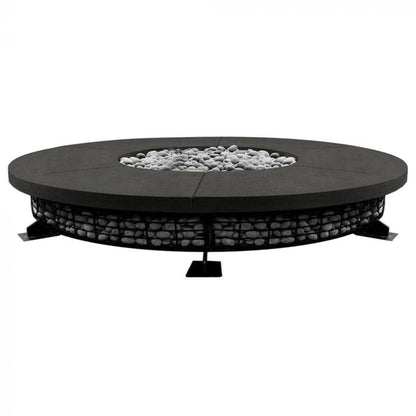 Prism Hardscapes Fuego 89" Ebony Round Concrete Natural Gas Fire Pit Table