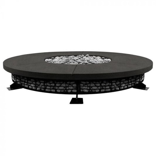 Prism Hardscapes Fuego 89" Ebony Round Concrete Natural Gas Fire Pit Table