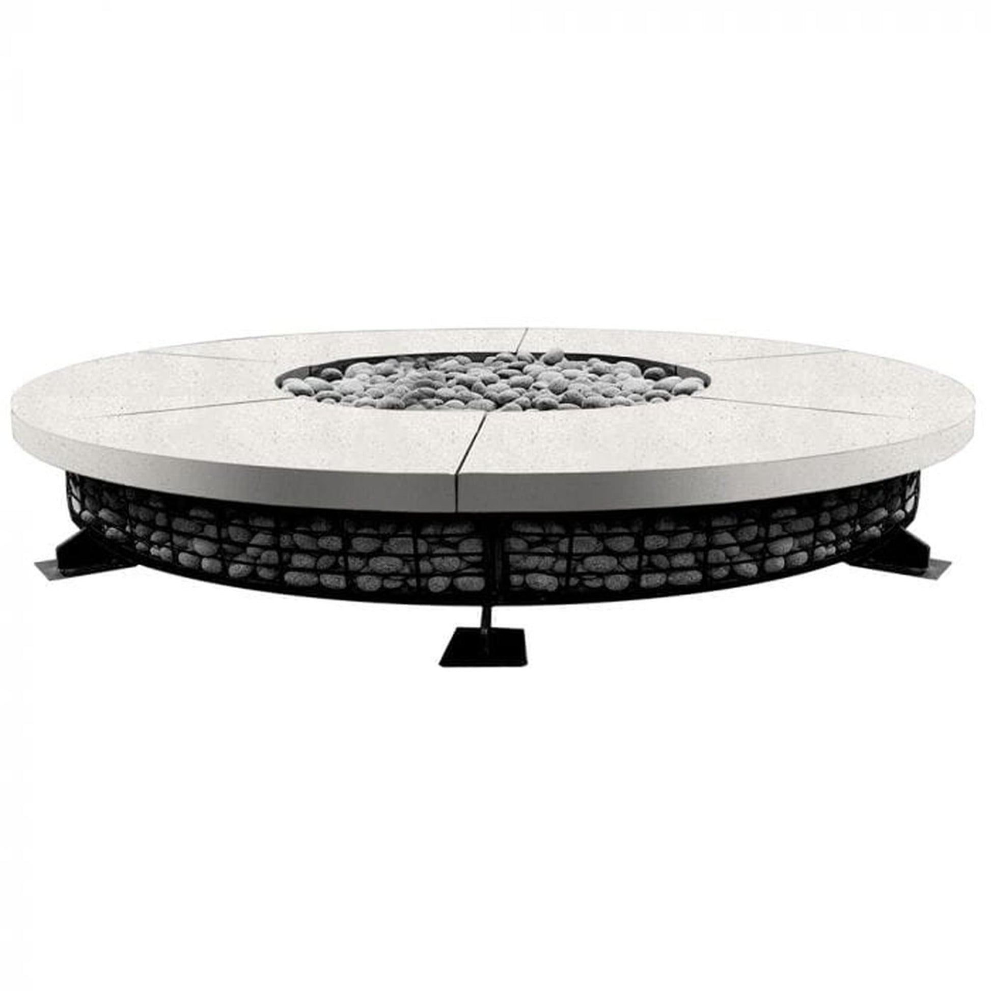Prism Hardscapes Fuego 89" Coastal Round Concrete Natural Gas Fire Pit Table