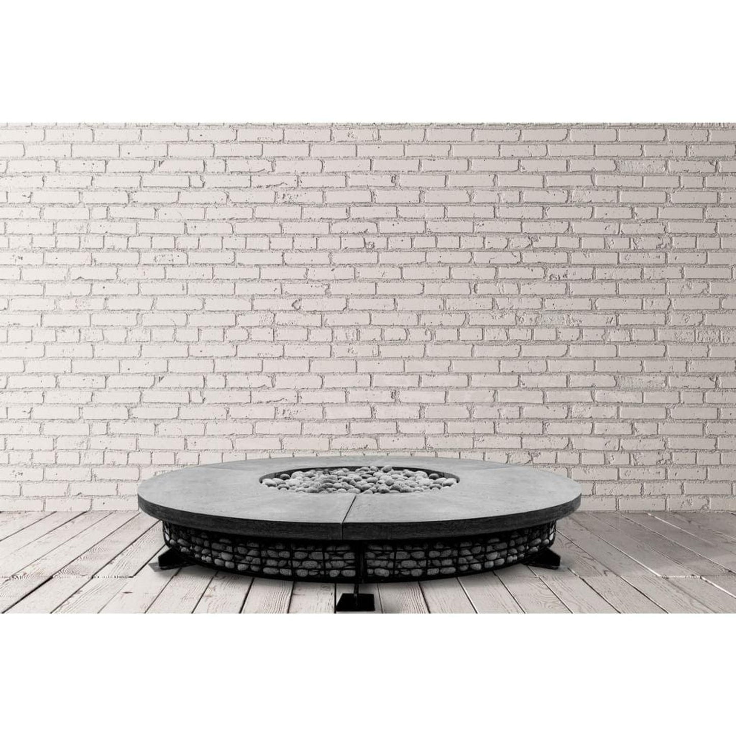 Prism Hardscapes Fuego 89" Pewter Round Concrete Natural Gas Fire Pit Table