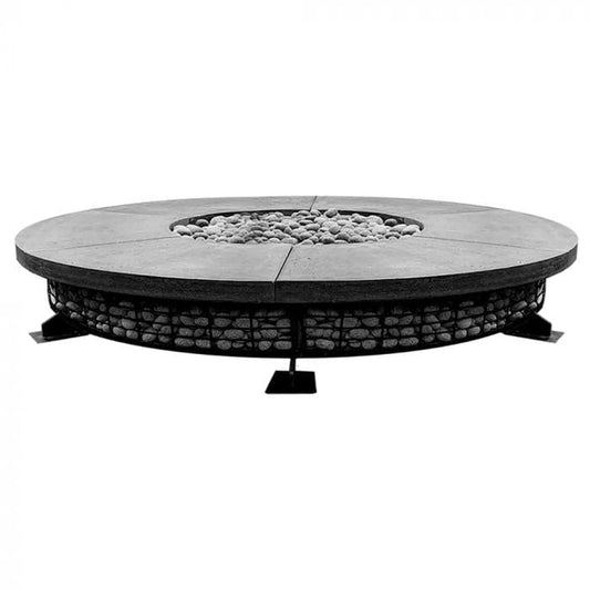 Prism Hardscapes Fuego 89" Pewter Round Concrete Natural Gas Fire Pit Table