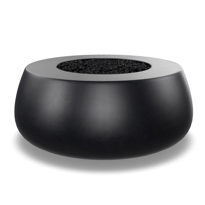 Prism Hardscapes Dune 42" Ebony Round Natural Gas Concrete Fire Pit Bowl