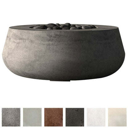 Prism Hardscapes Dune 42" Ultra White Round Liquid Propane Concrete Fire Pit Bowl