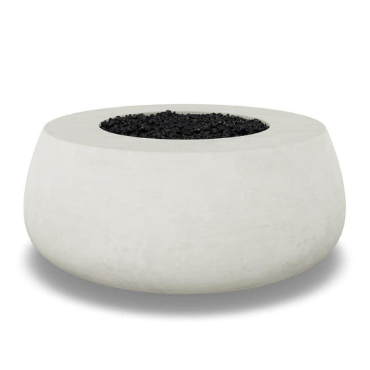 Prism Hardscapes Dune 42" Ultra White Round Natural Gas Concrete Fire Pit Bowl
