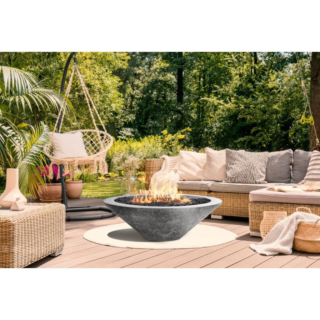 Prism Hardscapes Embarcadero 48" Ebony Round Concrete Natural Gas Fire Pit Bowl