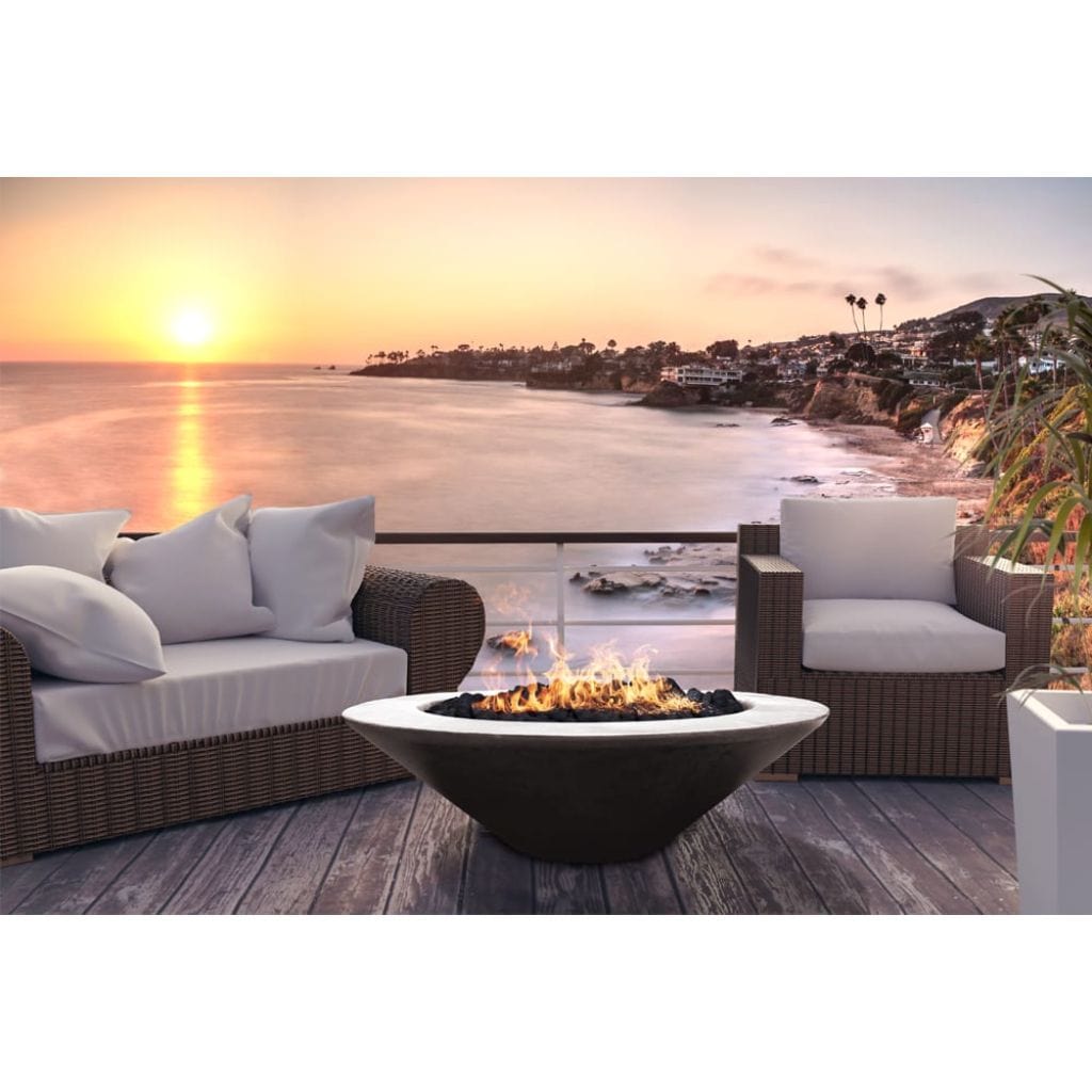 Prism Hardscapes Embarcadero 48" Pewter Round Concrete Natural Gas Fire Pit Bowl