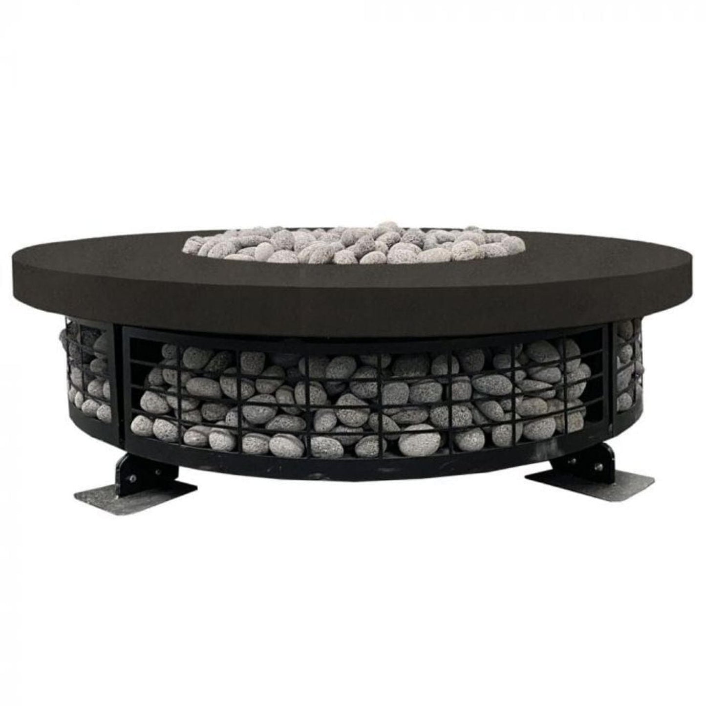 Prism Hardscapes Fuego 54" Ebony Round Concrete Natural Gas Fire Pit Table