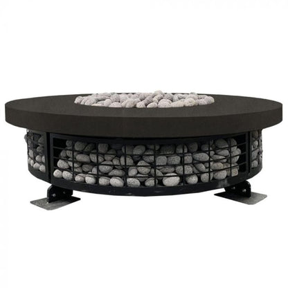 Prism Hardscapes Fuego 54" Ebony Round Concrete Natural Gas Fire Pit Table