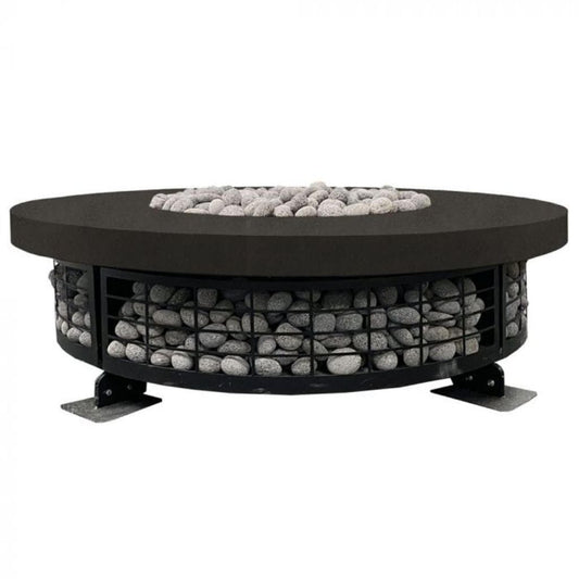 Prism Hardscapes Fuego 54" Ebony Round Concrete Natural Gas Fire Pit Table