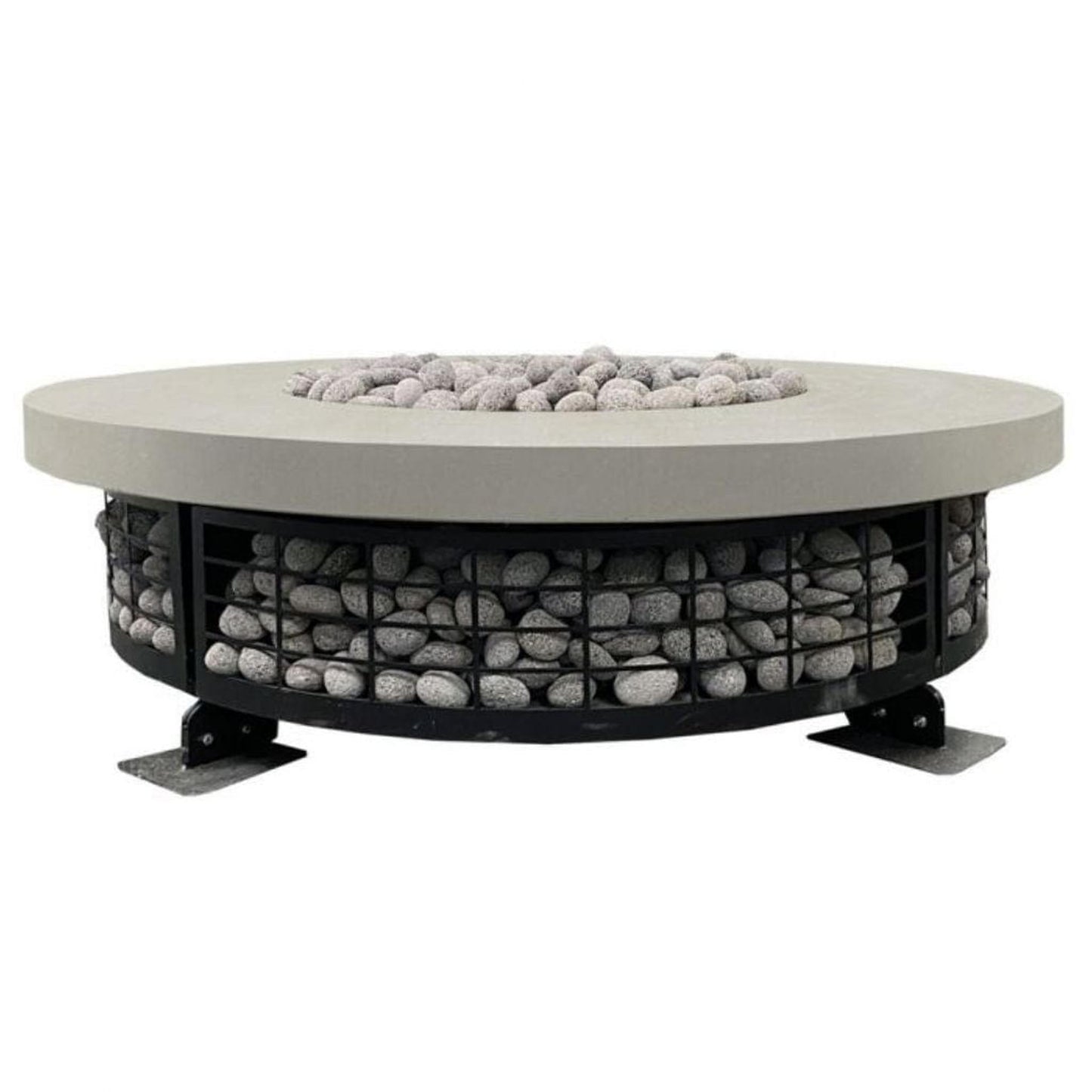 Prism Hardscapes Fuego 54" Natural White Round Concrete Natural Gas Fire Pit Table
