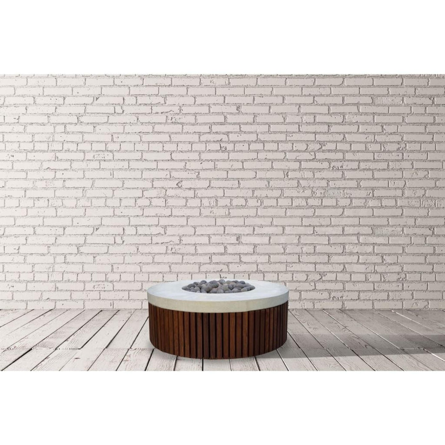 Prism Hardscapes Hampton 48" Coastal Round Glass Fiber Reinforced Cement Liquid Propane Fire Pit Bowl