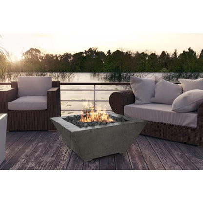 Prism Hardscapes Lombard 42" Ultra White Square Concrete Propane Gas Fire Pit Table