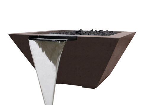 Prism Hardscapes Lombard Tall 32" Cafe Concrete Propane Gas Fire and Water Bowl With Match Lit Ignition