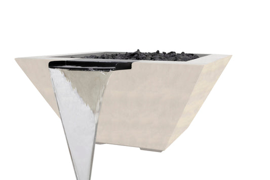 Prism Hardscapes Lombard Tall 32" Coastal Concrete Natural Gas Fire and Water Bowl With Match Lit Ignition