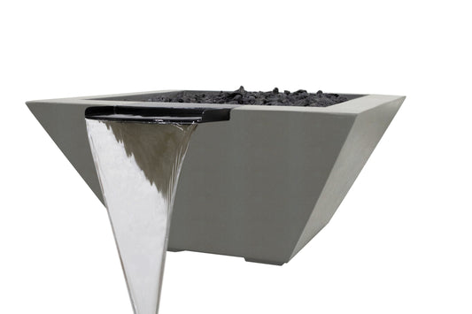 Prism Hardscapes Lombard Tall 32" Natural Concrete Natural Gas Fire and Water Bowl With Match Lit Ignition
