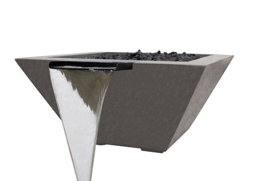 Prism Hardscapes Lombard Tall 32" Pewter Concrete Propane Gas Fire and Water Bowl With Match Lit Ignition