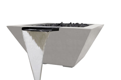 Prism Hardscapes Lombard Tall 32" Ultra White Concrete Propane Gas Fire and Water Bowl With Match Lit Ignition