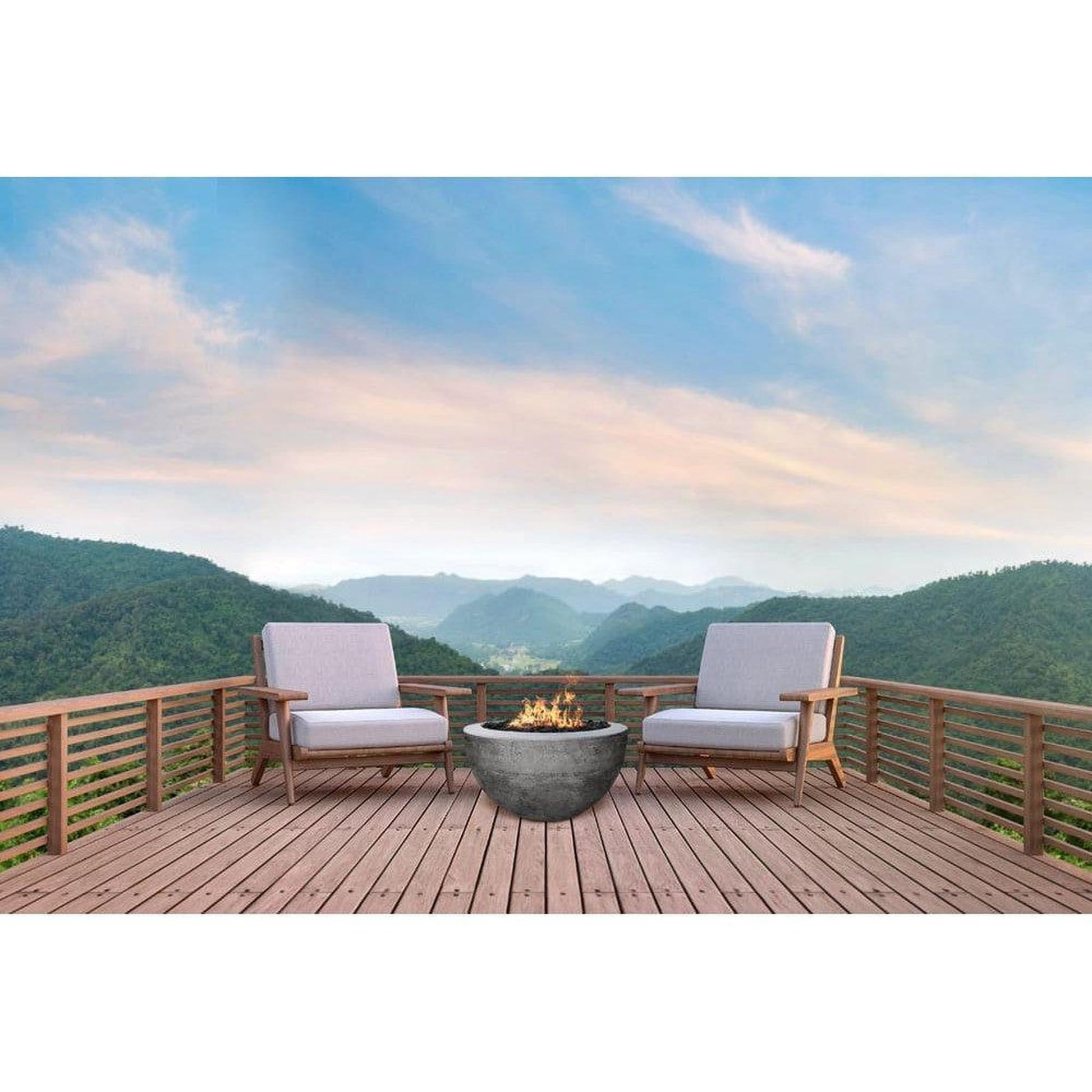 Prism Hardscapes Moderno 3 30" Natural Round Concrete Propane Gas Fire Pit Bowl
