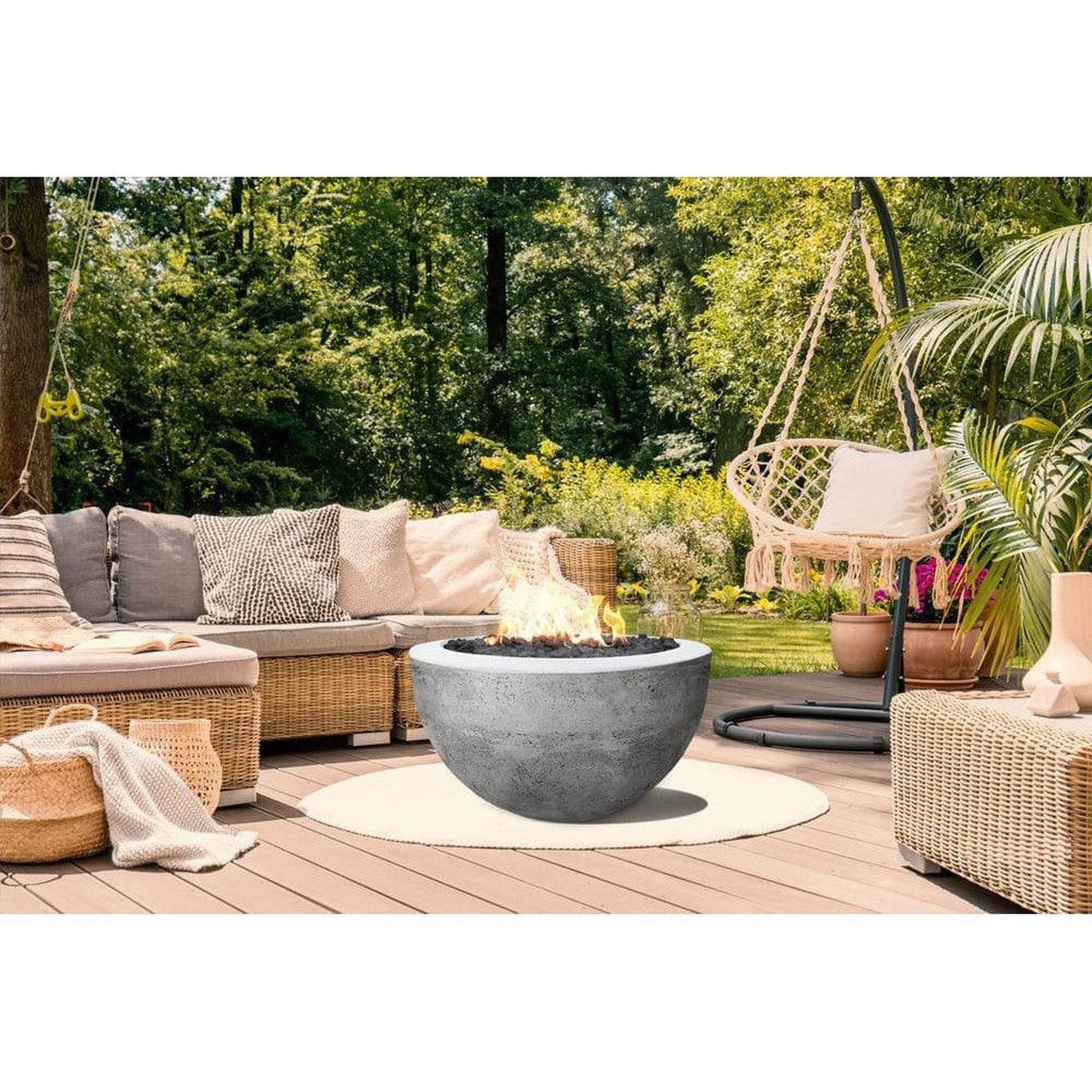 Prism Hardscapes Moderno 3 30" Natural Round Concrete Propane Gas Fire Pit Bowl
