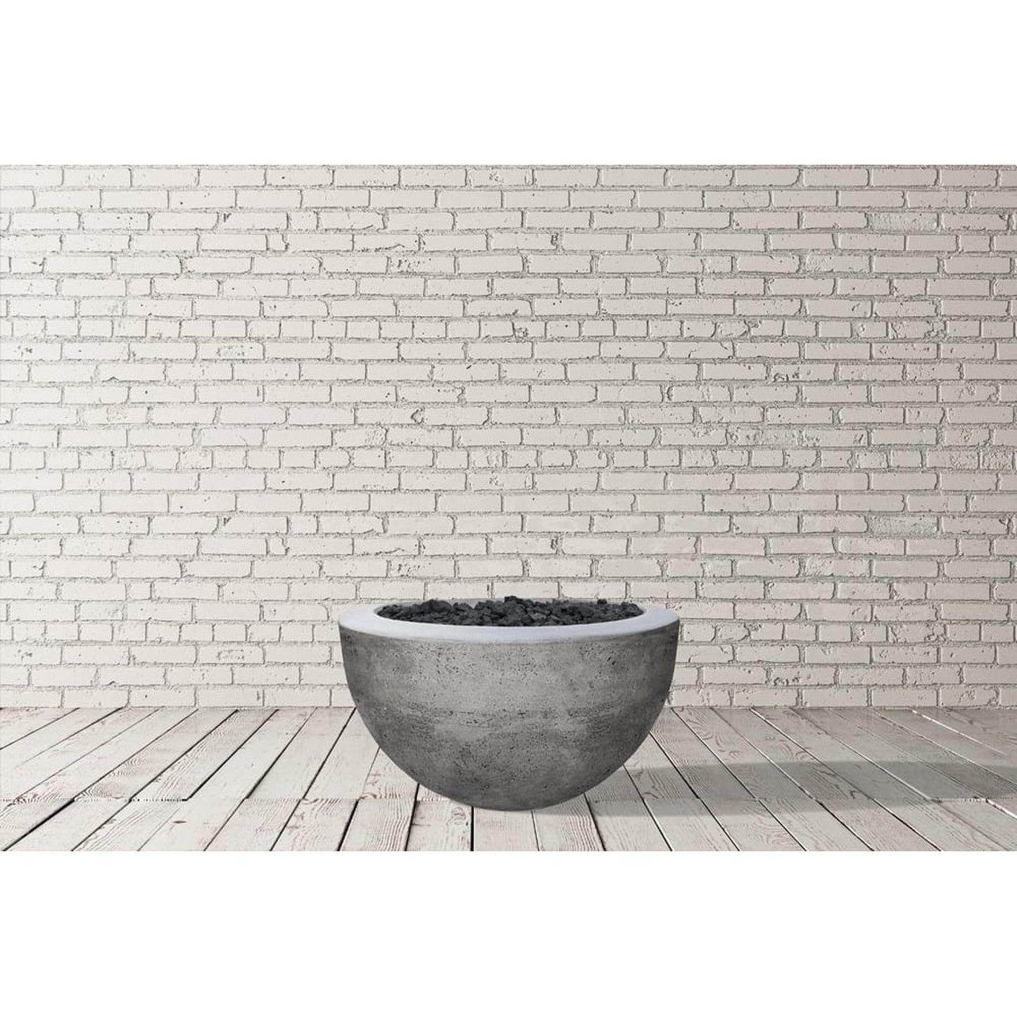 Prism Hardscapes Moderno 3 30" Ultra White Round Concrete Natural Gas Fire Pit Bowl