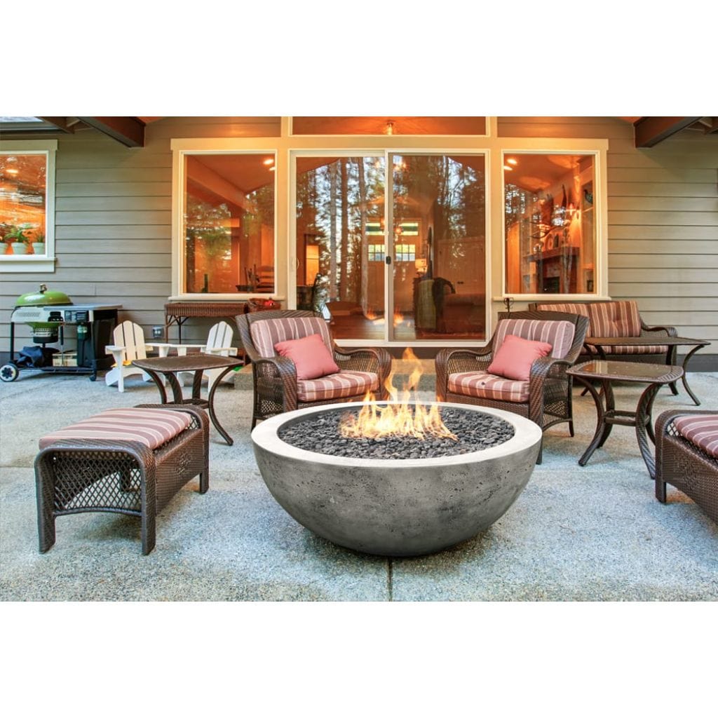 Prism Hardscapes 48" Ultra White Moderno 4 Round Concrete Propane Fire Pit Bowl