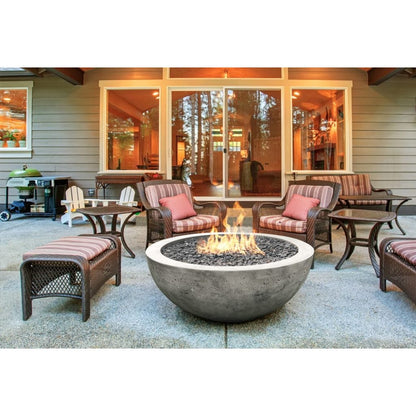 Prism Hardscapes 48" Ultra White Moderno 4 Round Concrete Propane Fire Pit Bowl