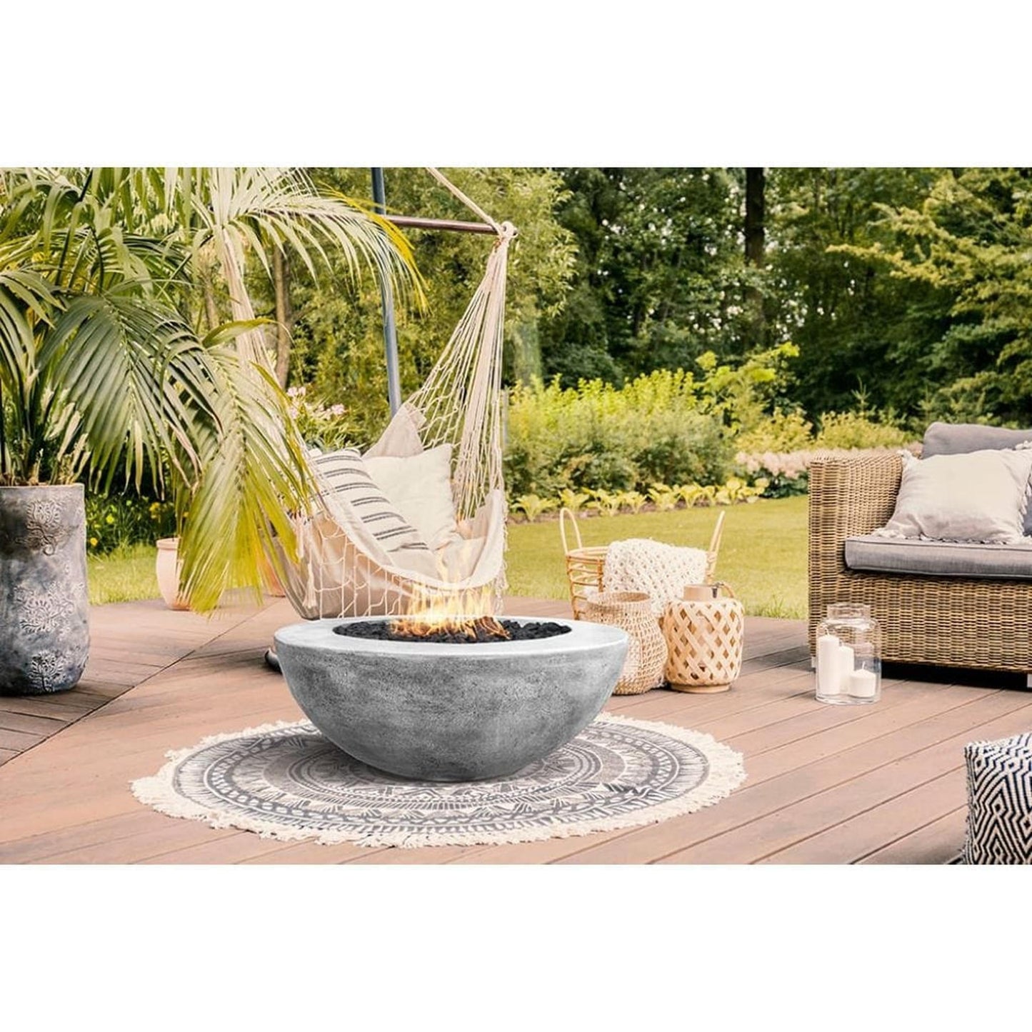 Prism Hardscapes Moderno 5 36" Pewter Round Concrete Propane Gas Fire Pit Bowl