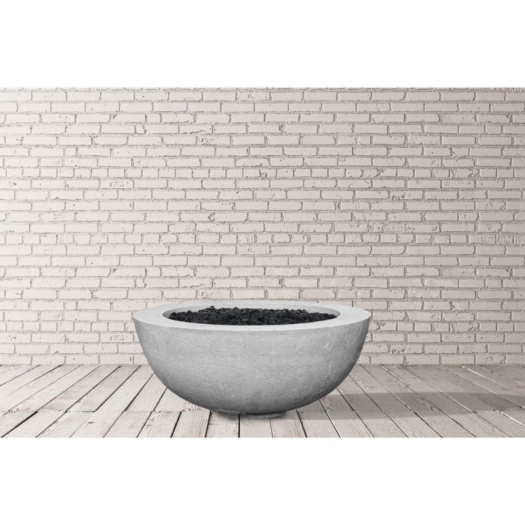 Prism Hardscapes 39" Ultra White Moderno 8 Round Concrete Propane Fire Pit Bowl