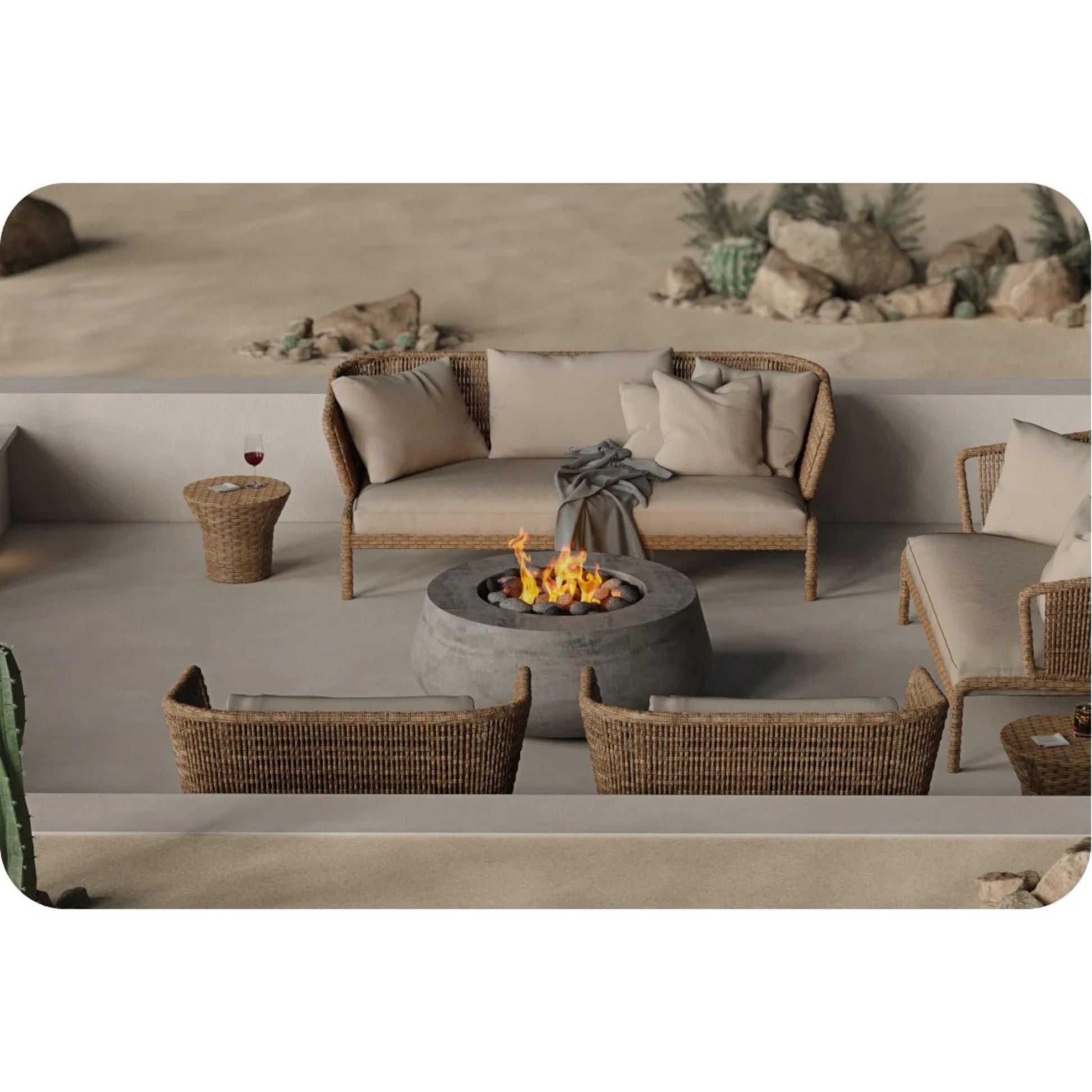 Prism Hardscapes Oasis 42" Coastal Liquid Propane Glass Fiber Reinforced Cement Fire Pit Bowl