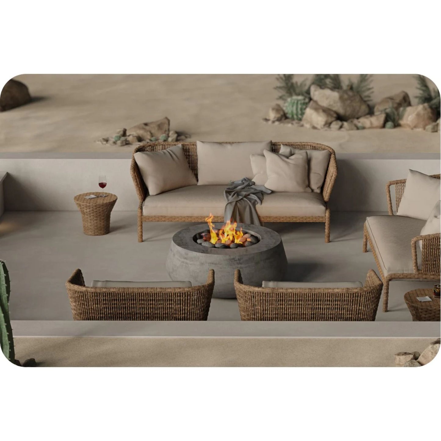 Prism Hardscapes Oasis 42" Coastal Liquid Propane Glass Fiber Reinforced Cement Fire Pit Bowl