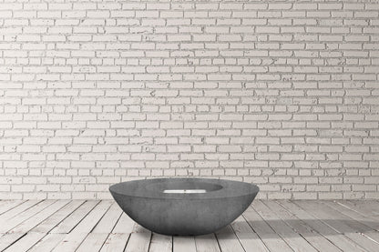 Prism Hardscapes Ovale 60" Ultra White Modern Concrete Natural Gas Fire Bowl