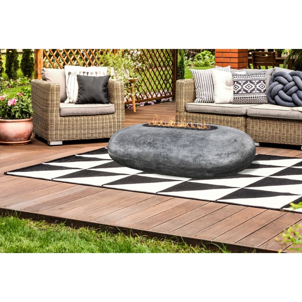 Prism Hardscapes Pebble 56" Cafe Oval Concrete Propane Gas Fire Pit Table